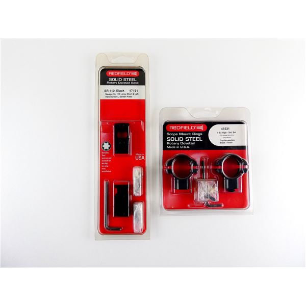 REDFIELD ROTARY DOVETAIL 1" SCOPE RINGS AND BASE LOT