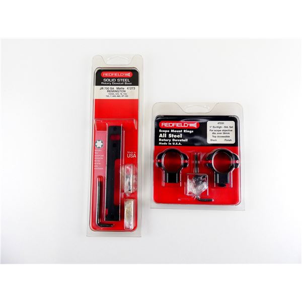 REDFIELD ROTARY DOVETAIL 1" SCOPE RINGS AND BASE LOT