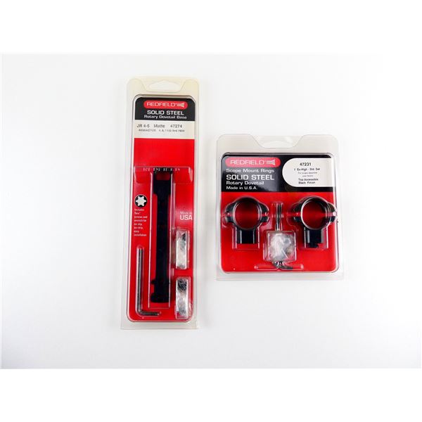 REDFIELD ROTARY DOVETAIL 1" SCOPE RINGS AND BASE LOT