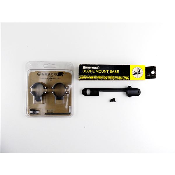 LEUPOLD 1" SCOPE RINGS AND BROWNING SCOPE MOUNT BASES LOT