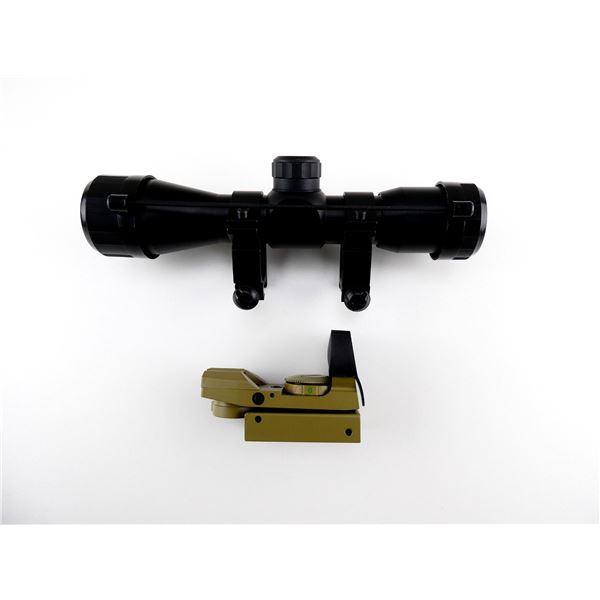 RIFLESCOPE 4X32MM COMPACT RIFLE SCOPE AND ELECTRO DOT 1X33MM REFLEX RED DOT SIGHT LOT