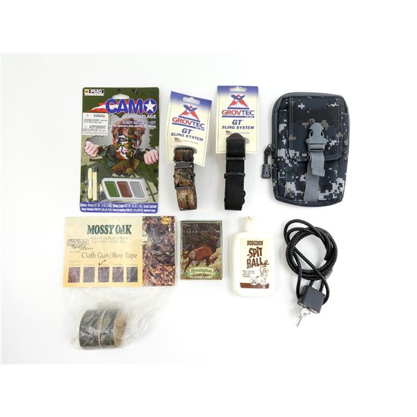 ASSORTED SLINGS, POUCH, CABLE LOCK, ETC. LOT