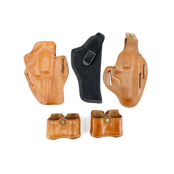ASSORTED LEATHER HOLSTER AND MAG POUCH LOT