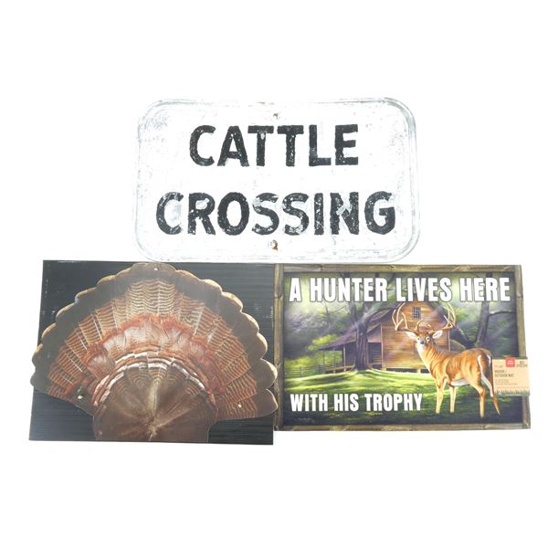 ASSORTED METAL SIGN, FLOOR MAT, ETC. LOT