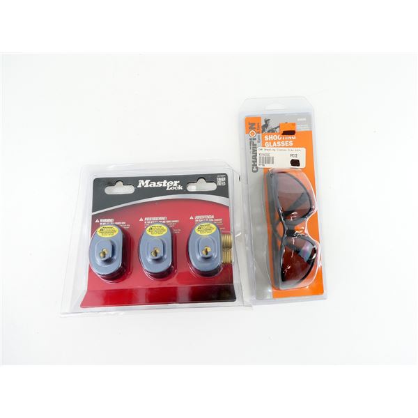 MASTER KEYED TRIGGER LOCKS WITH KEY AND SHOOTING GLASSES LOT