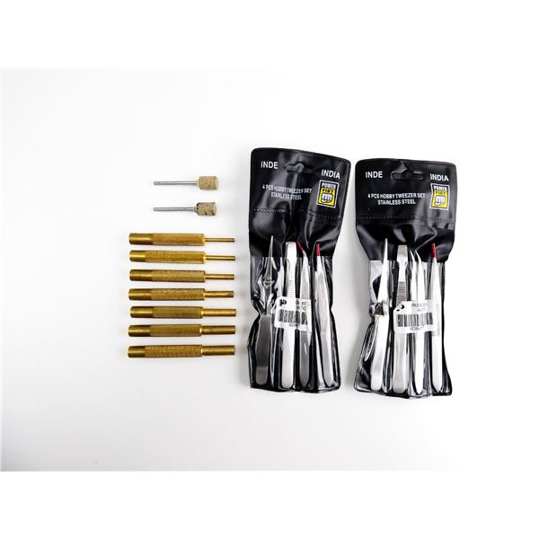 GUNSMITH / HOBBYIST BRASS PUNCHES / TWEEZER SET / ETC. LOT