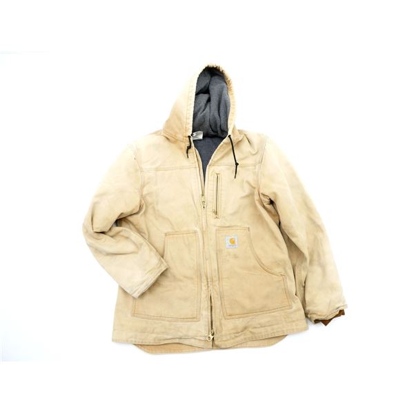CARHARTT LINED JACKET WITH HOOD, SIZE MEDIUM