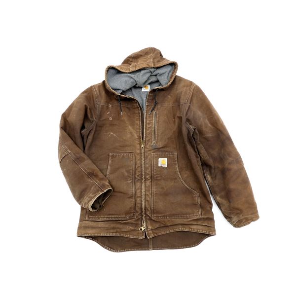CARHARTT LINED JACKET WITH HOOD, SIZE MEDIUM ?