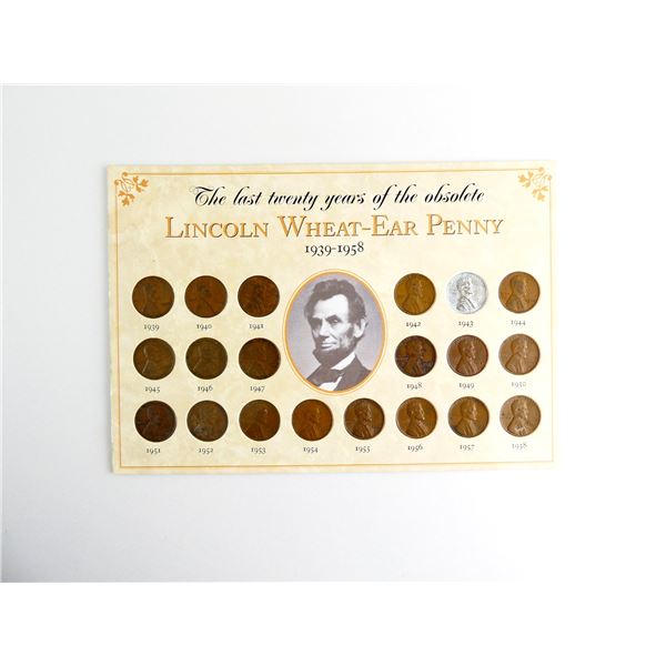 COLLECTIBLE U.S. 1939-1958 LINCOLN WHEAT-EAR PENNY COLLECTION