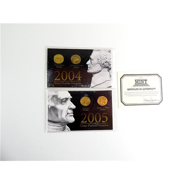 COLLECTIBLE U.S. 2004 / 2005 GOLD PLATED NICKELS LOT