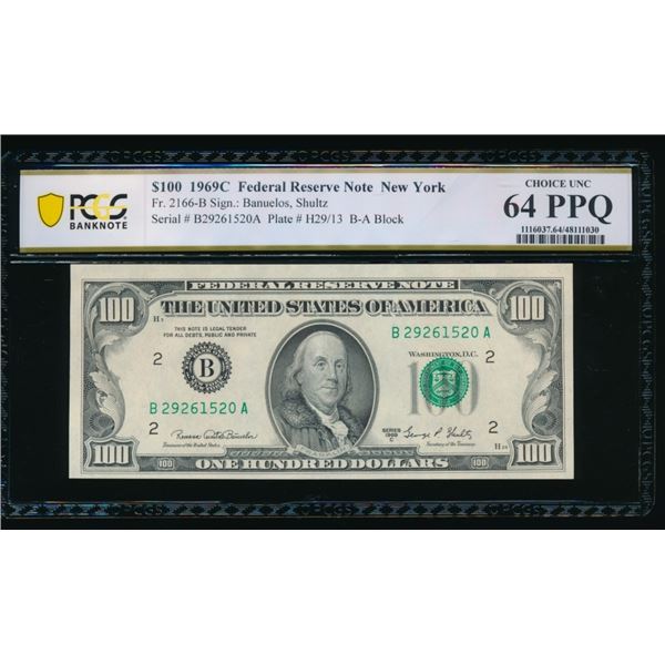 1969C $100 New York FRN PCGS 64PPQ