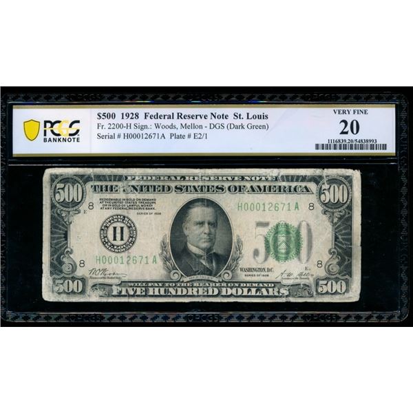 1928 $500 St Louis FRN PCGS 20