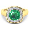 Image 2 : 14KT Yellow Gold 2.07ct Zambian Emerald and Diamond Ring