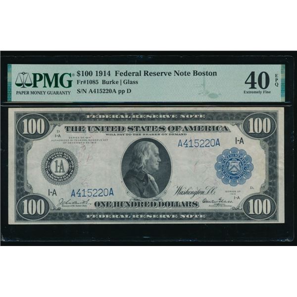 1914 $100 Boston FRN PMG 40EPQ