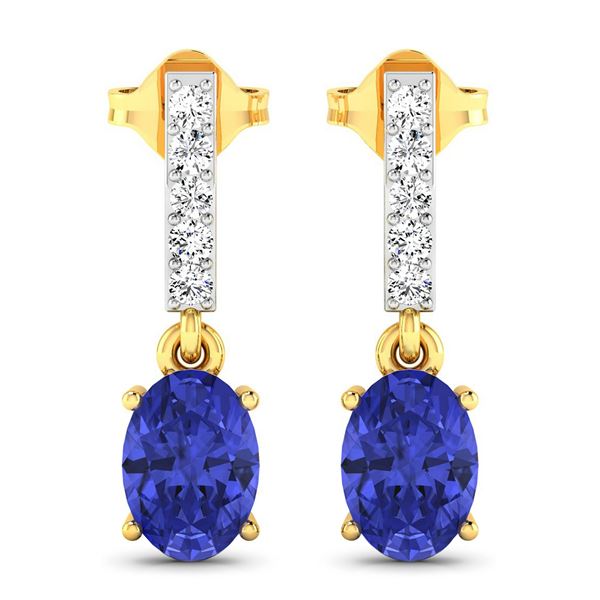 14KT Yellow Gold 1.24ctw Tanzanite and Diamond Earrings