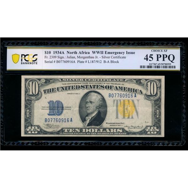 1934A $10 N Africa Silver Certificate PCGS 45PPQ