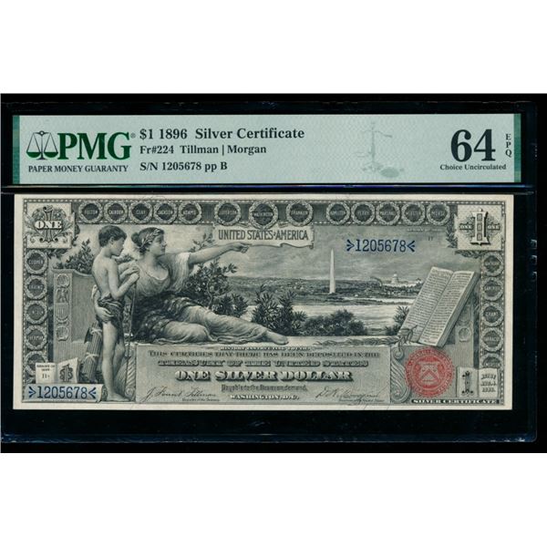 1896 $1 Educational Silver Certificate PMG 64EPQ