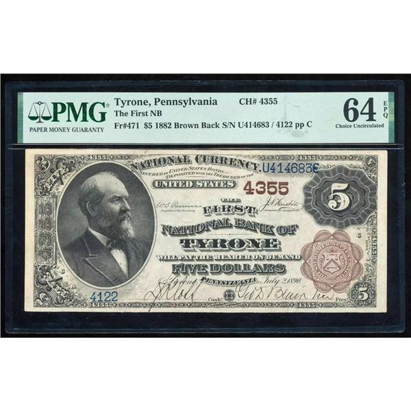 1882 $5 Tyrone PA National PMG 64EPQ