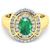 Image 2 : 14KT Yellow Gold 1ct Zambian Emerald and Diamond Ring