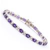 Plated Rhodium 7.45ctw Amethyst and Diamond Bracelet