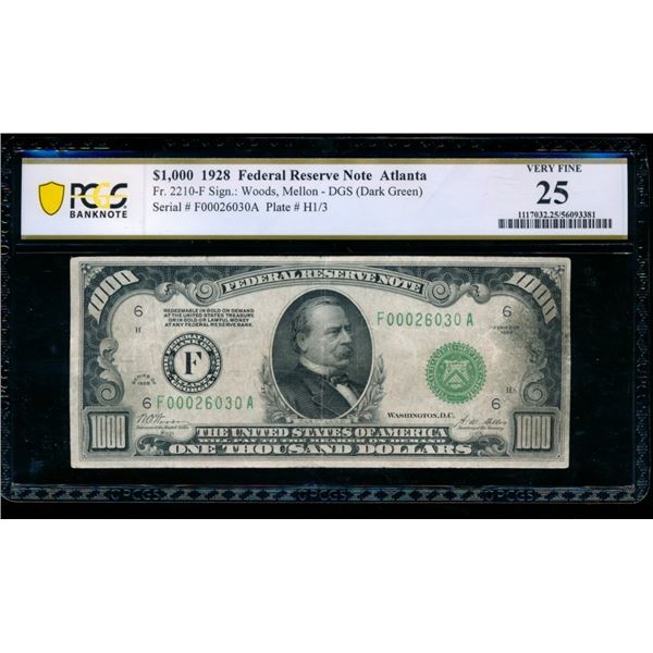 1928 $1000 Atlanta FRN PCGS 25