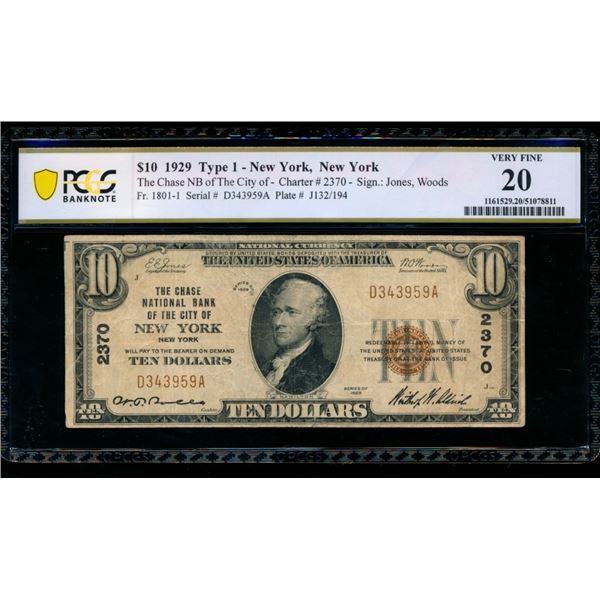 1929 $10 New York NY National PCGS 20