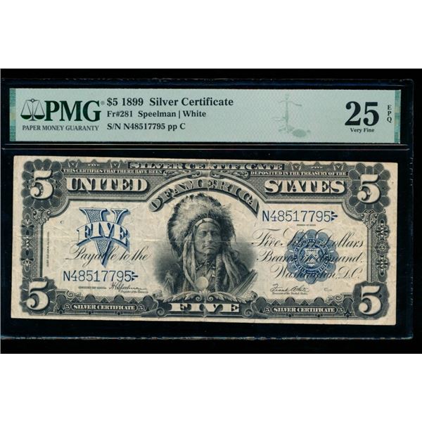 1899 $5 Chief Silver Certificate PMG 25EPQ