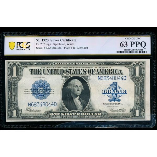 1923 $1 Silver Certificate PCGS 63PPQ
