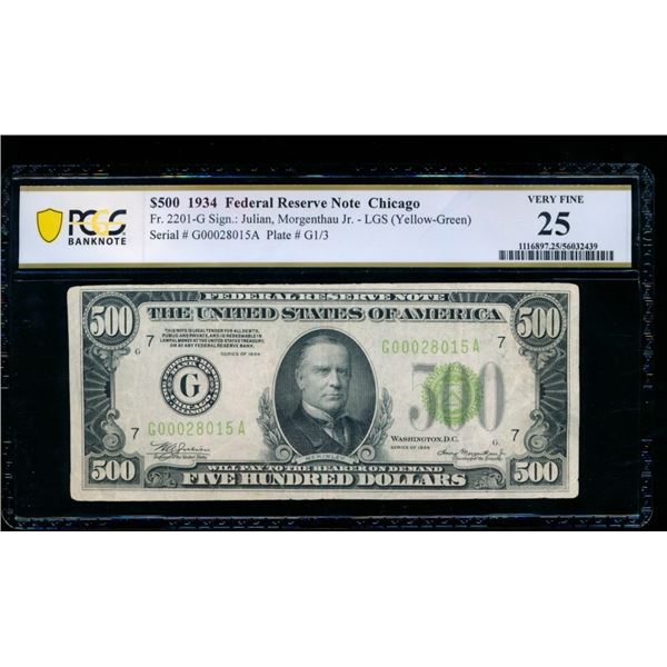 1934 $500 Chicago FRN PMG 25