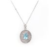 Image 1 : Plated Rhodium 1.32ctw Blue Topaz and Diamond Pendant with Chain