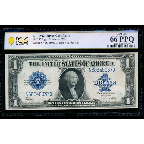 1923 $1 Silver Certificate PCGS 66PPQ