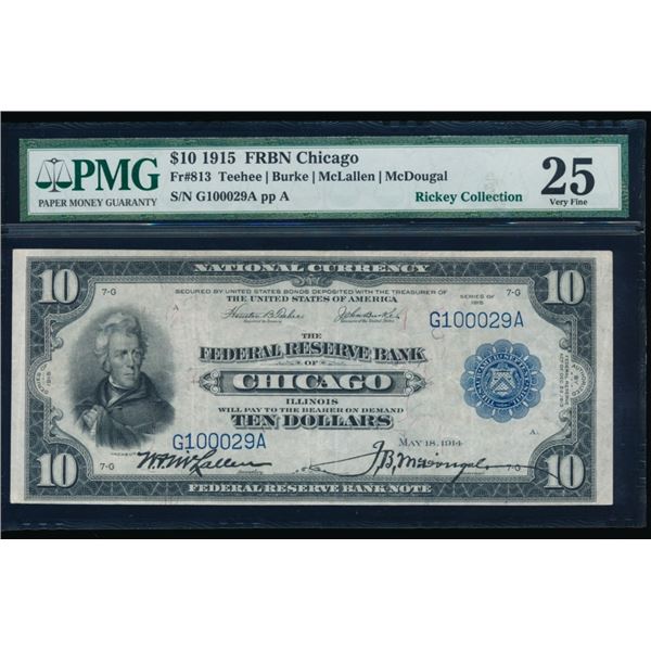 1915 $10 Chicago FRBN PMG 25