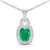 14KT White Gold 1.74ctw Zambian Emerald and Diamond Pendant
