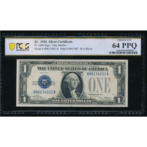 1928 $1 Silver Certificate PCGS 64PPQ