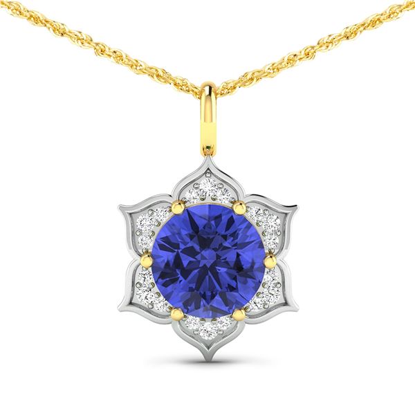 14KT Yellow Gold 2.02ctw Tanzanite and Diamond Pendant