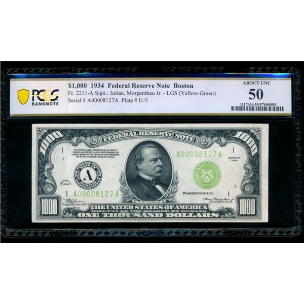 1934 $1000 Boston FRN PCGS 50