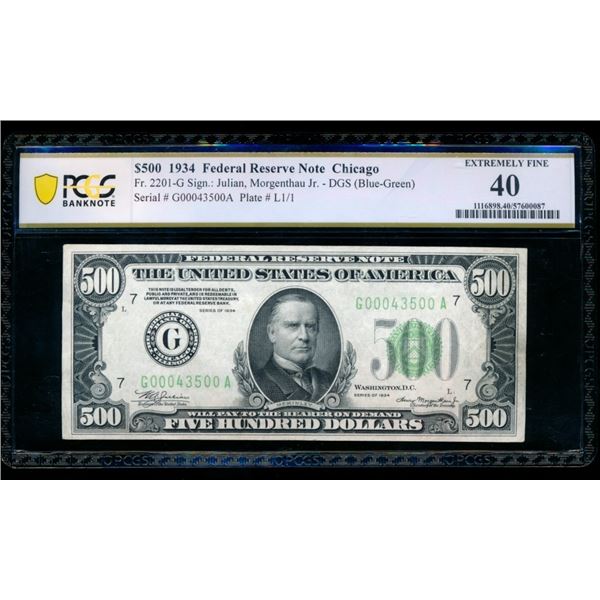 1934 $500 Chicago FRN PCGS 40