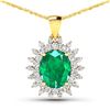 14KT Yellow Gold 3.14ctw Zambian Emerald and Diamond Pendant