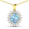 14KT Yellow Gold 2.7ctw Aquamarine and Diamond Pendant