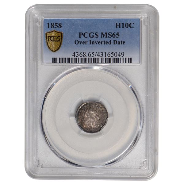 1858 Seated Liberty Half Dime PCGS MS65