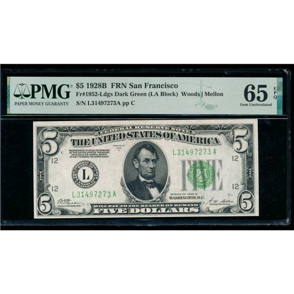 1928B $5 San Francisco FRN PMG 65EPQ