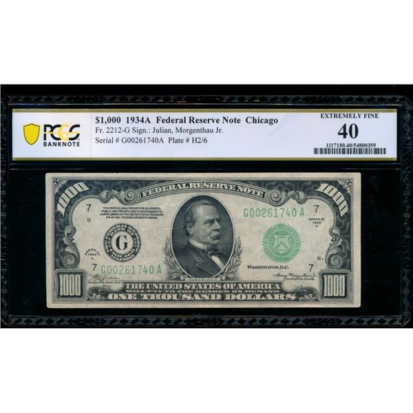 1934A $1000 Chicago FRN PCGS 40