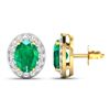 Image 4 : 14KT Yellow Gold 2ctw Zambian Emerald and Diamond Earrings
