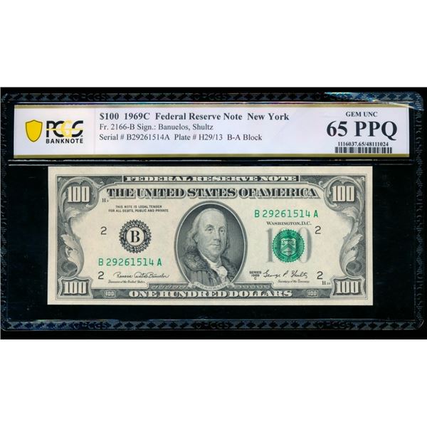 1969C $100 New York FRN PCGS 65PPQ