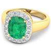 Image 2 : 14KT Yellow Gold 2.5ct Zambian Emerald and Diamond Ring