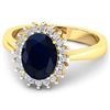 Image 3 : 14KT Yellow Gold 1.30ct Blue Sapphire and Diamond Ring