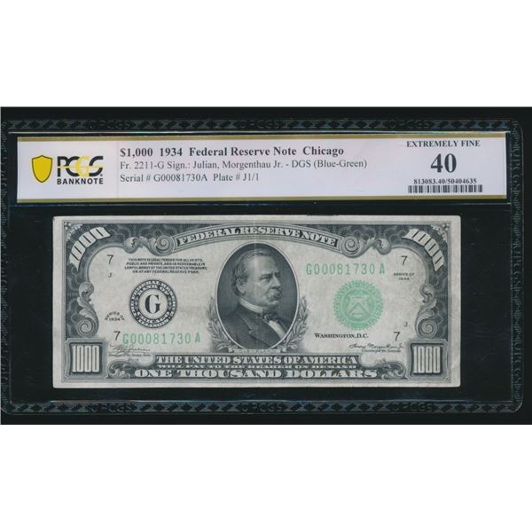 1934 $1000 Chicago FRN PCGS 40