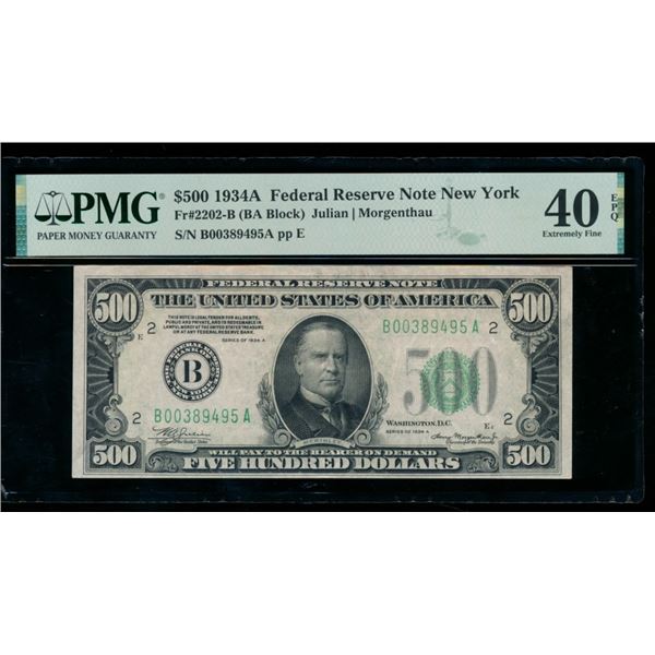 1934A $500 New York FRN PMG 40EPQ