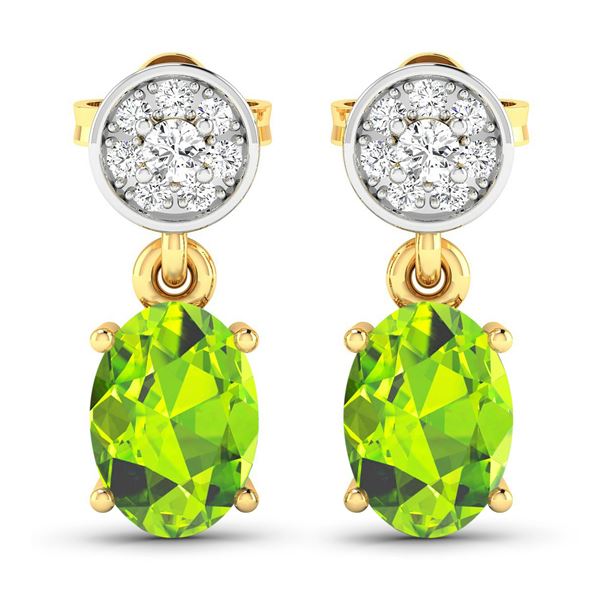 14KT Yellow Gold 1.26ctw Peridot Topaz and Diamond Earrings