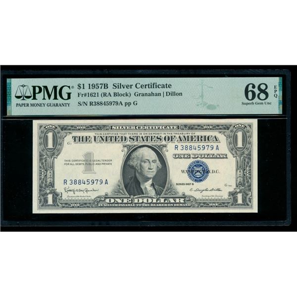 1957B $1 Silver Certificate PMG 68EPQ
